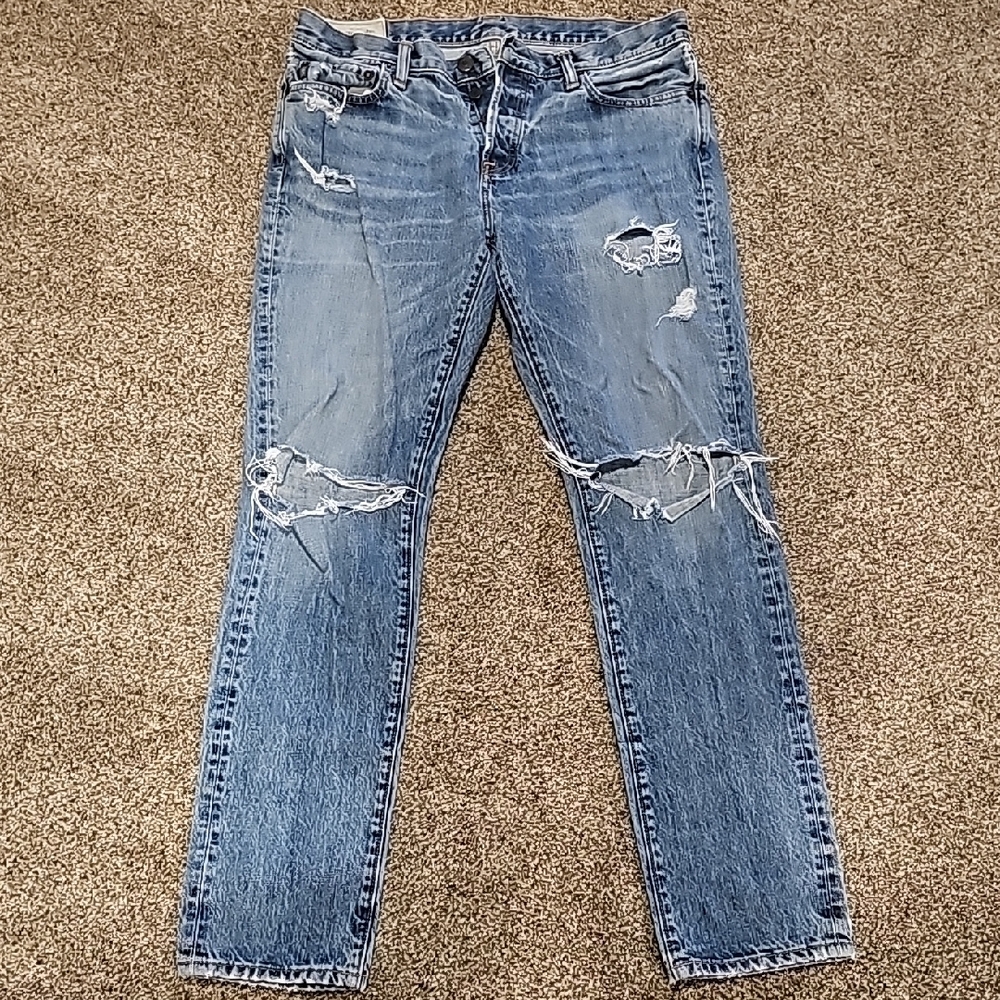 Distressed Blue Denim Jeans
